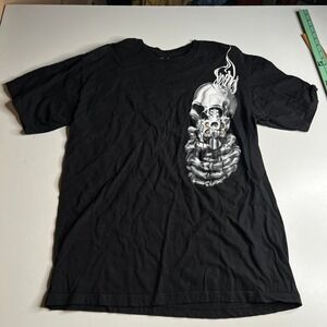 Fearless Mens Black Skull Revolver Graphic T-Shirt XL Cotton Made in USA